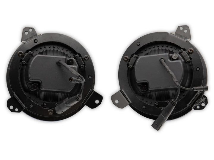 Raxiom 18-22 Jeep Wrangler JL/JT Axial 9-Inch LED Headlights w/RGB Halo- Black Housing (Clear Lens)