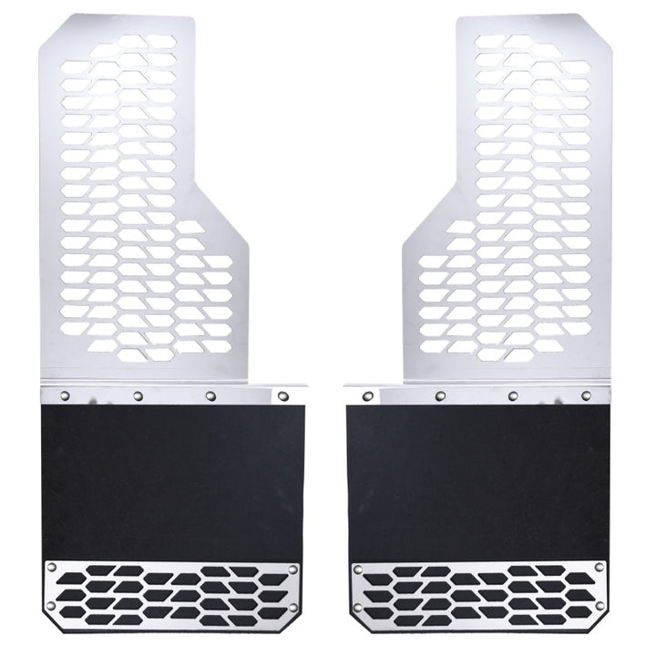 Putco 15-19 Chevy Silv/Sierra HD Dually - (Rear) - Set of 2 Mud Skins - Brushed SS w/ Hex Shield