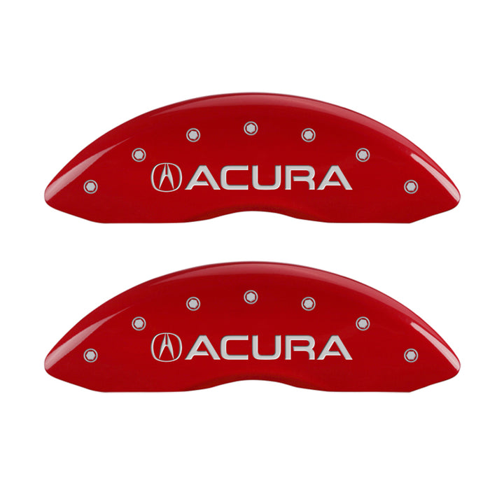 MGP 4 Caliper Covers Engraved Front & Rear Acura Red finish silver ch