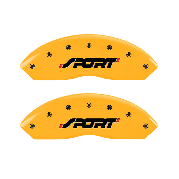 MGP 4 Caliper Covers Engraved Front & Rear SPORT Yellow finish black ch