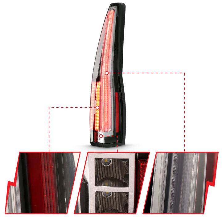 ANZO 2007-2014 Chevrolet Tahoe Led Taillights Red/Clear