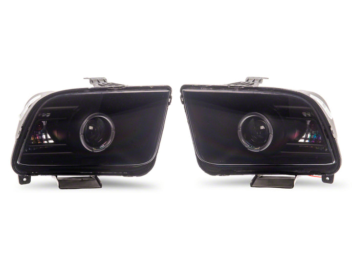 Raxiom 05-09 Ford Mustang w/ Factory Halogen LED Halo Headlights- Black Housing (Smoked Lens)