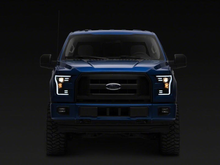 Raxiom 15-17 Ford F-150 G3 Projector Headlights w/ LED Accent- Black Housing (Clear Lens)
