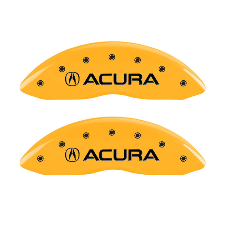 MGP 4 Caliper Covers Engraved Front & Rear Acura Yellow finish black ch