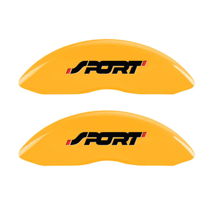 MGP 4 Caliper Covers Engraved Front & Rear No bolts/Sport Yellow finish black ch