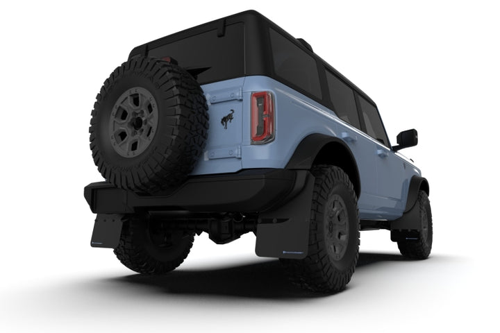 Rally Armor 21-25 Ford Bronco (Steel Bmpr - NO Rptr/Sprt - NO RR/RB) Blk Mud Flap w/Cy Orange Logo