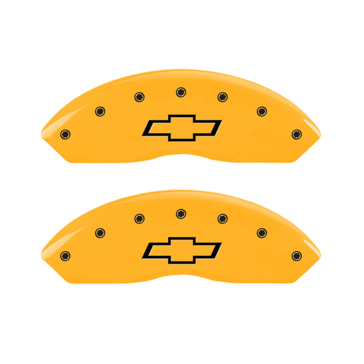 MGP 2 Caliper Covers Engraved Front Bowtie Yellow Finish Black Char 1999 Chevrolet Tahoe