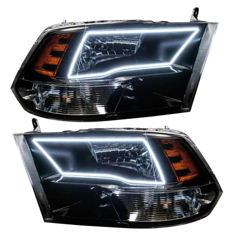 Oracle 09-17 RAM 1500 TRX Quad Pre-Assembled Headlights Blk Housing - w/ BC1 Controller