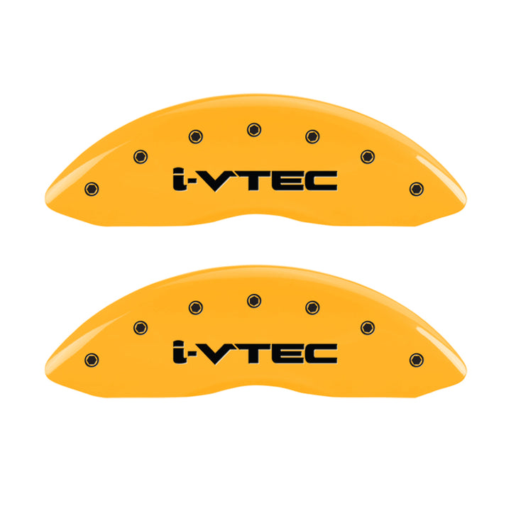 MGP 4 Caliper Covers Engraved Front & Rear I-Vtec Yellow Finish Black Char 2017 Acura MDX