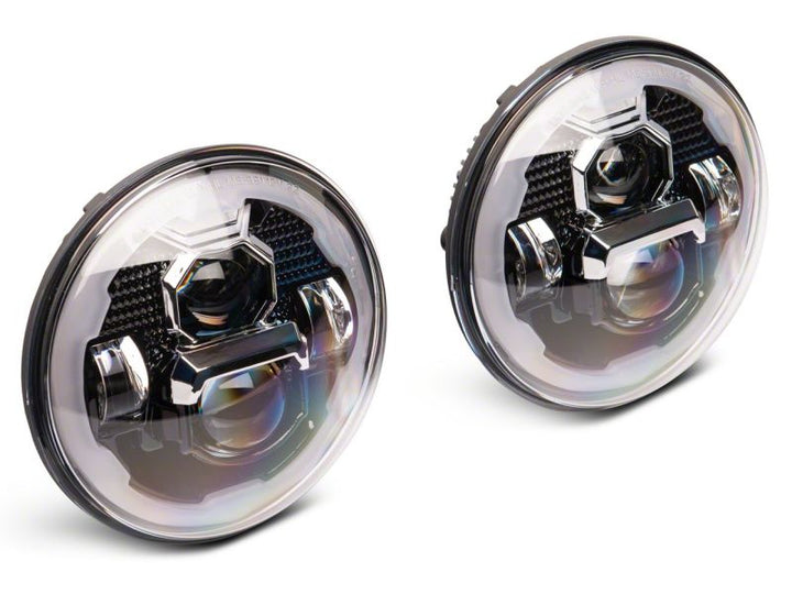 Raxiom 07-18 Jeep Wrangler JK Axial 7-In LED Headlights w/ DRL Turn Signals- Black Housing (Clear)