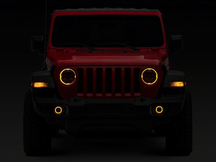 Raxiom 18-23 Jeep Wrangler JL Axial Series 9-In Angel Eye LED Headlights- Black Housing (Clear Lens)