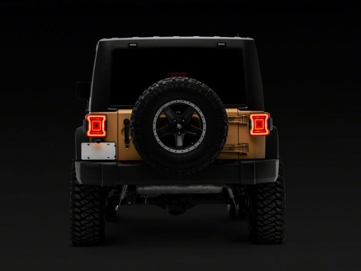 Raxiom 07-18 Jeep Wrangler JK Axial Series JL Style LED Tail Lights- Black Housing- Red Lens