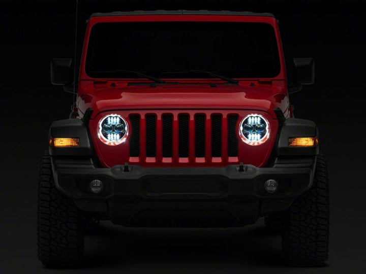 Raxiom 18-23 Jeep Wrangler JL Axial Series 9-In Angel Eye LED Headlights- Black Housing (Clear Lens)