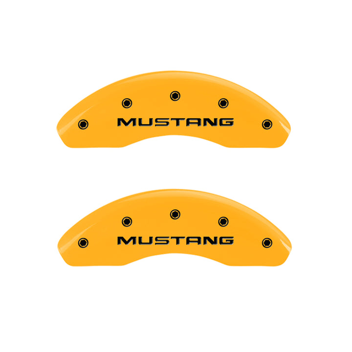 MGP 4 Caliper Covers Engraved Front Mustang Rear Pony Yellow Finish Black Char 1997 Ford Mustang