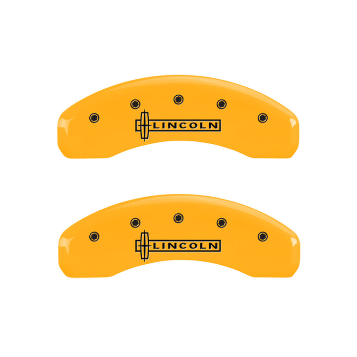 MGP 4 Caliper Covers Engraved Front & Rear Lincoln Yellow Finish Black Char 2003 Lincoln Town Car