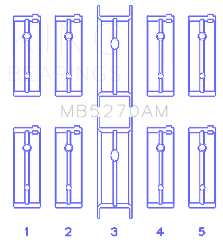 King Engine Bearings Chrysler 148/148 Turbo DOHC 16V/Jeep 148 DOHC 16V Main Bearing Set - Size STD