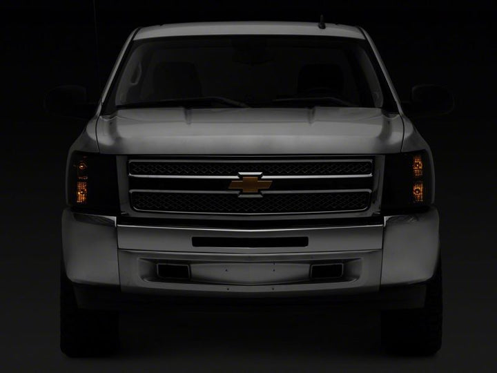 Raxiom 07-14 Chevrolet Silverado 1500 HD Axial OEM Rep Headlights- Chrome Housing- Smoked Lens