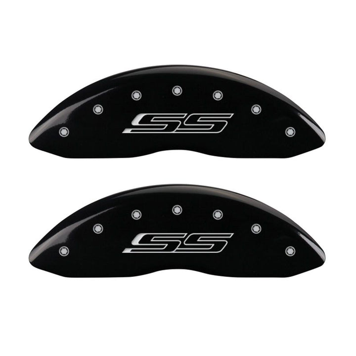 MGP 4 Caliper Covers Engraved Front & Rear Gen 5/SS Black finish silver ch