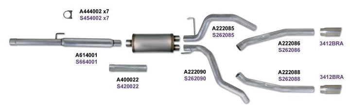 Diamond Eye KIT 3in Catback DUAL SS: DODGE 1500 2009-12 HEMI