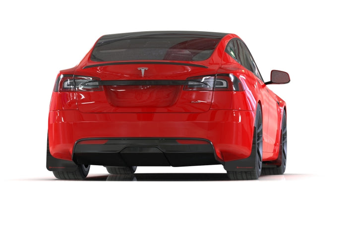 Rally Armor 21-26 Tesla Model S/ S Plaid Black UR Mud Flap w/Metallic Black Logo
