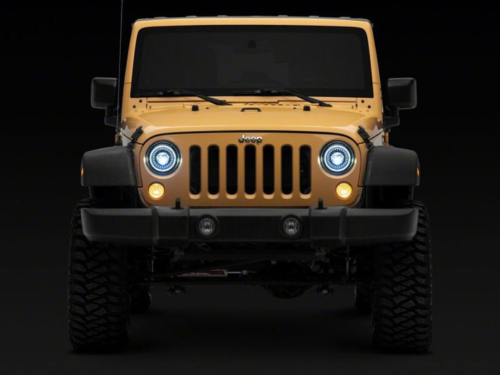 Raxiom 07-18 Jeep Wrangler JK Axial Series 7-In Dragon Eye LED Headlights- Blk Housing (Clear Lens)