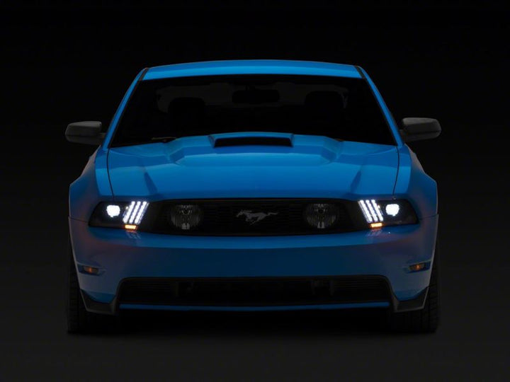 Raxiom 10-12 Ford Mustang LED Projector Headlights SEQL Turn Signals- Black Housing (Clear Lens)