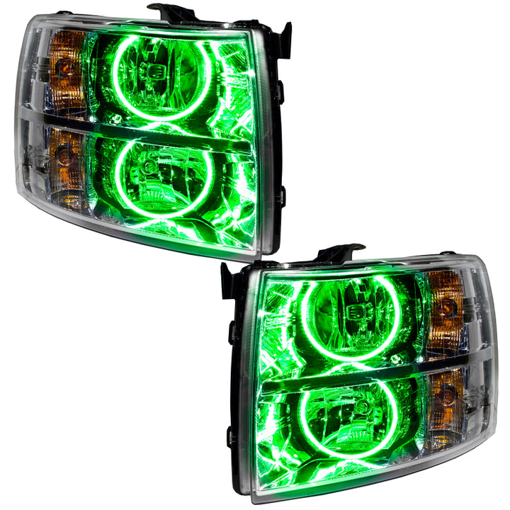 Oracle Lighting 07-13 Chevrolet Silverado Pre-Assembled LED Halo Headlights - Green
