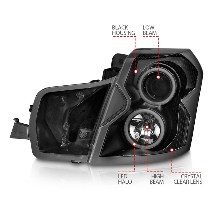 ANZO 2003-2007 Cadillac CTS Projector Headlights w/ Halo Black (CCFL)