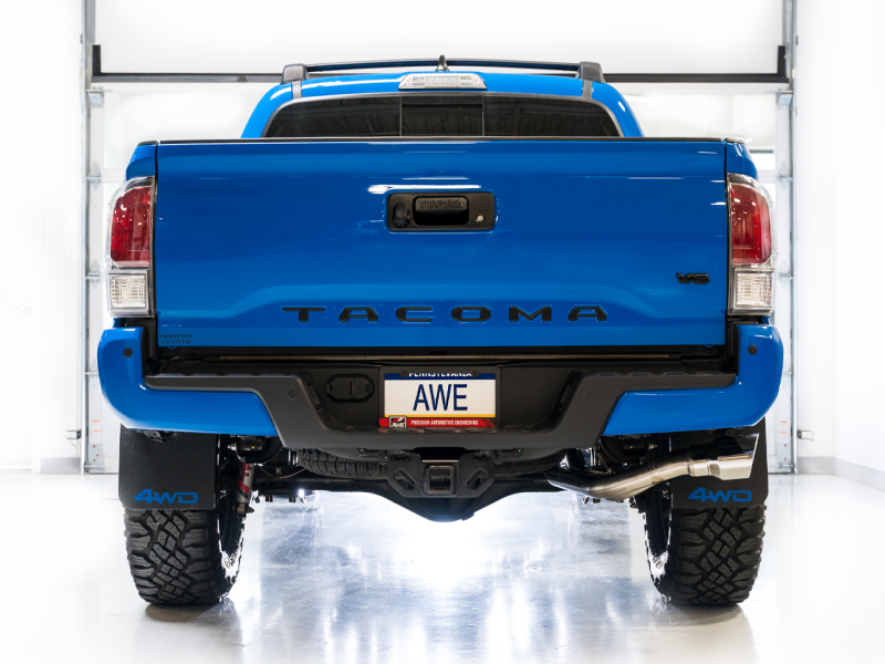 AWE Tuning 16-22 Toyota Tacoma 0FG Cat-Back Exhaust w/ BashGuard - Dual Chrome Silver Tips