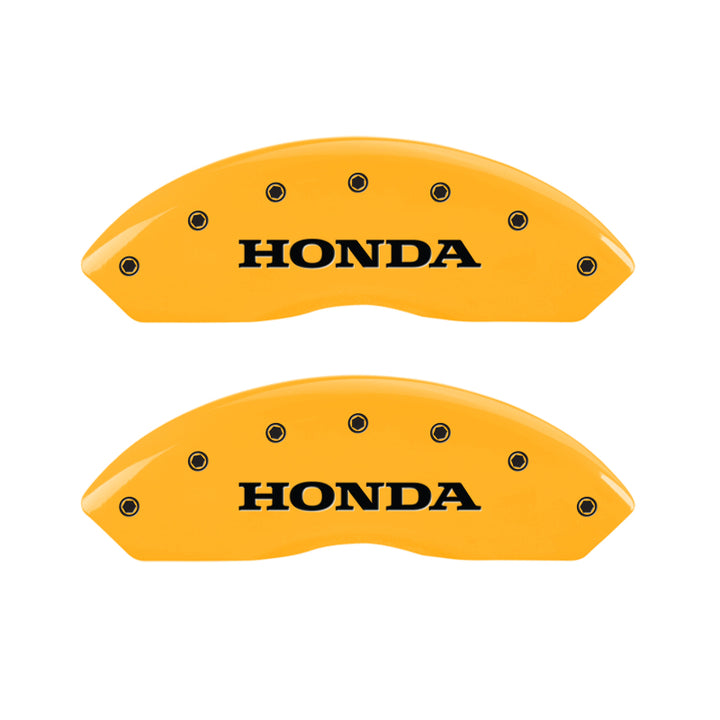 MGP 4 Caliper Covers Engraved Front Honda Engraved Rear H Logo Yellow finish black ch