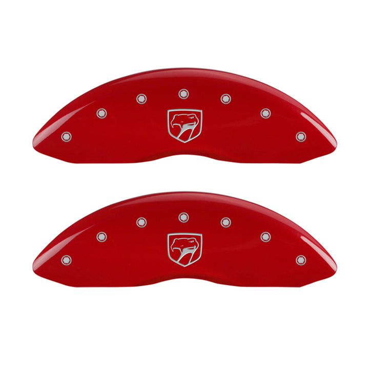 MGP 4 Caliper Covers Engraved Front Gen 2/Viper Engraved Rear Gen 2/Snake Red finish silver ch