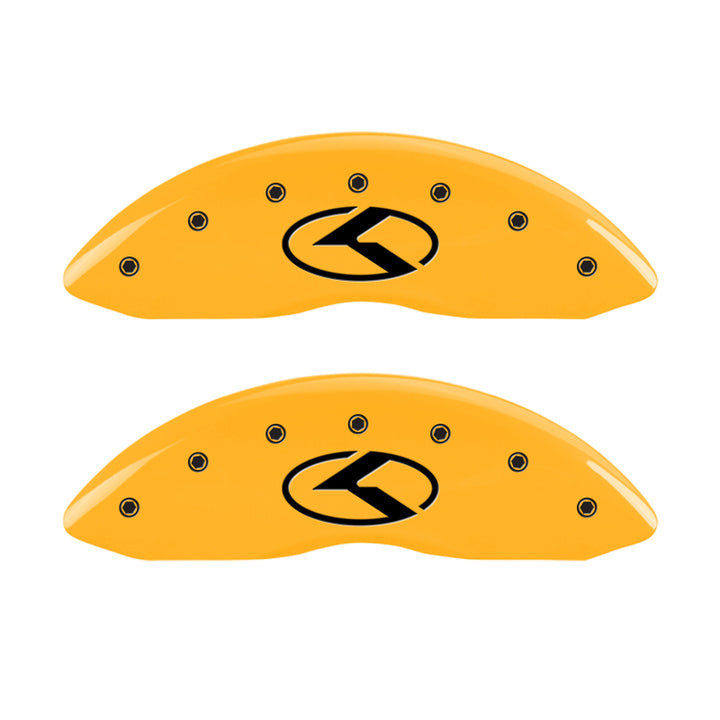 MGP 4 Caliper Covers Engraved Front & Rear Circle K/Kia Yellow finish black ch