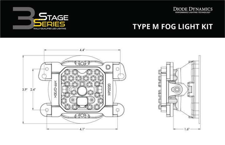 Diode Dynamics SS3 Sport Type M Kit ABL - Yellow SAE Fog