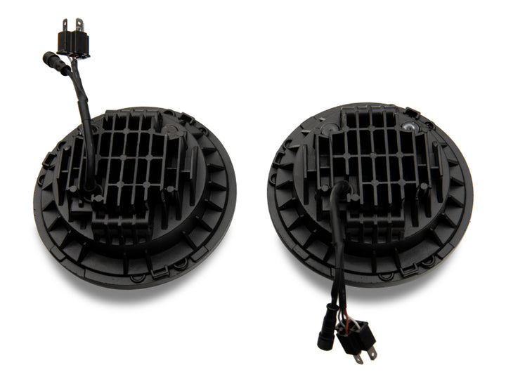 Raxiom 97-18 Jeep Wrangler TJ/JK Axial 7-Inch LED Headlights w/RGB Halo- Black Housing (Clear Lens)