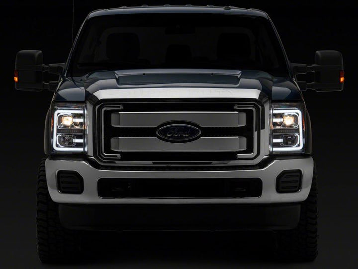 Raxiom 11-16 Ford F-250 Super Duty LED Projector Headlights - Chrome Housing (Clear Lens)