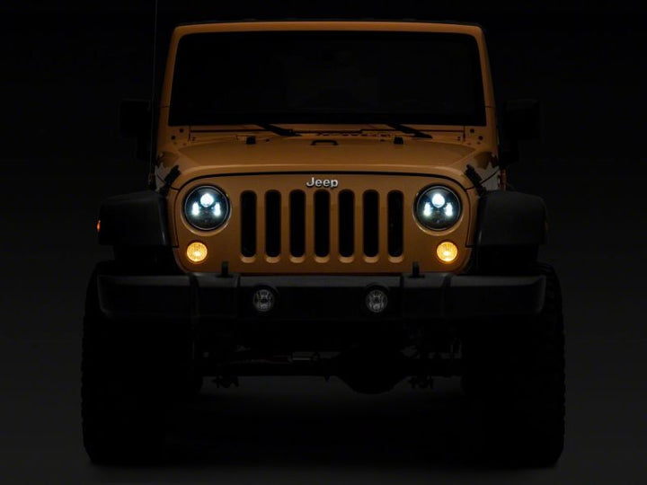 Raxiom 07-18 Jeep Wrangler JK 7-In LED Headlights- Black Housing (Clear Lens)