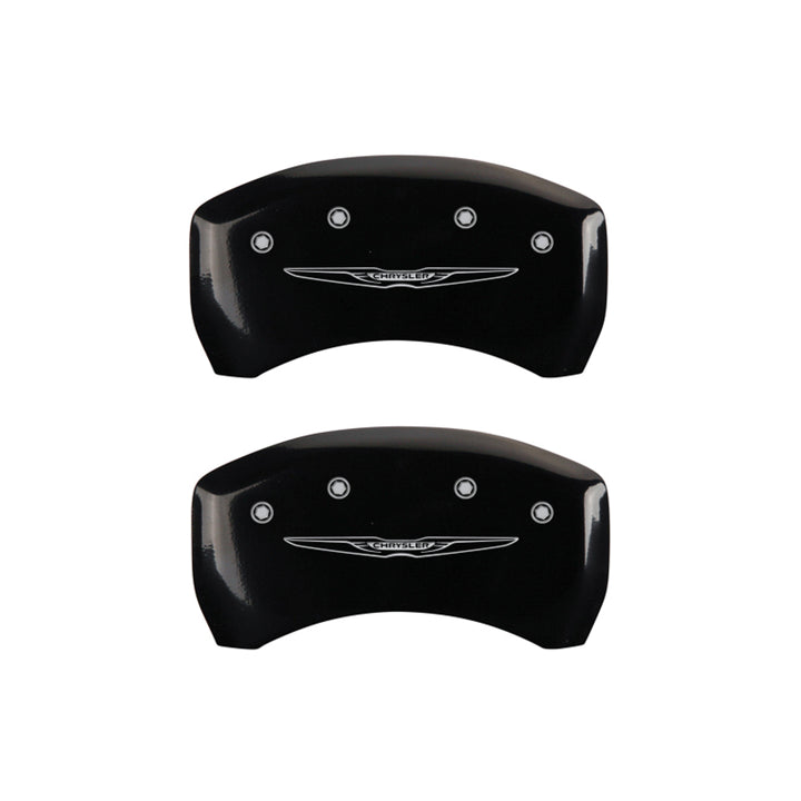 MGP 4 Caliper Covers Engraved Front & Rear Style 2/Chrysler Wing Black finish silver ch