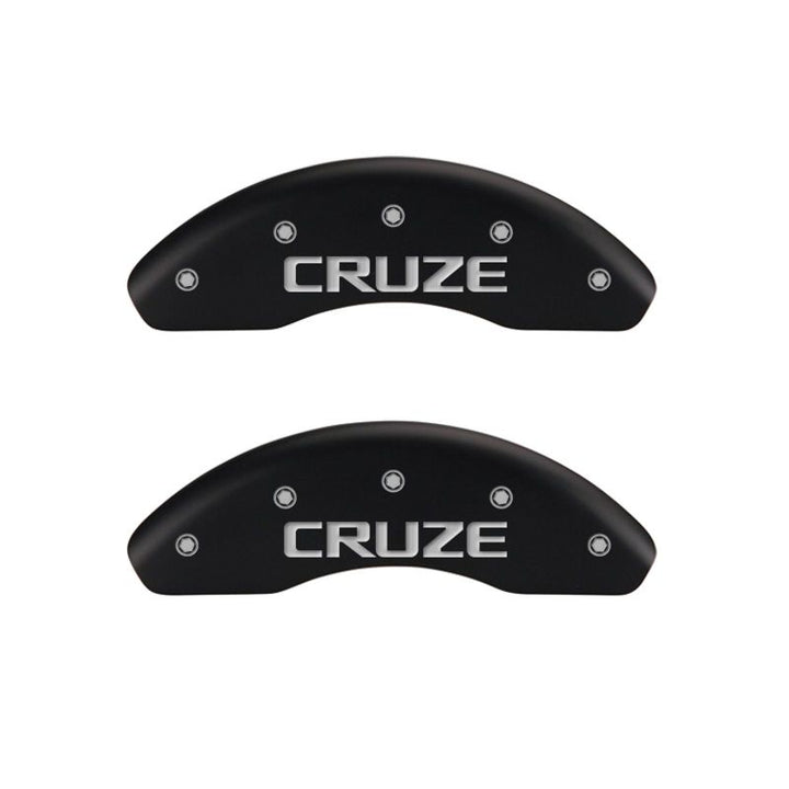MGP 4 Caliper Covers Engraved Front & Rear Block/Charger Black finish silver ch
