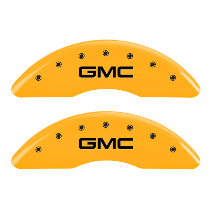 MGP 4 Caliper Covers Engraved Front & Rear GMC Yellow finish black ch