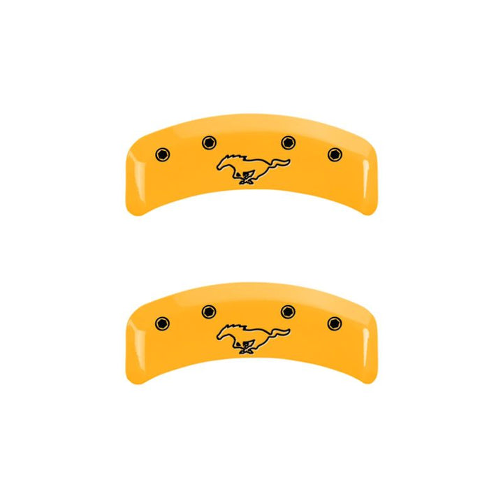 MGP 4 Caliper Covers Engraved Front Mustang Rear Pony Yellow Finish Black Char 2004 Ford Mustang
