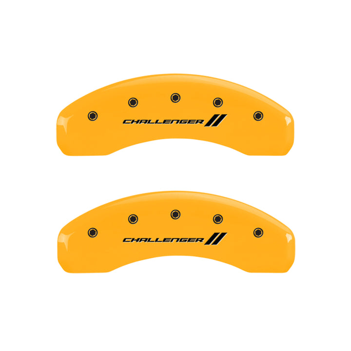MGP 4 Caliper Covers Engraved Front & Rear With stripes/Challenger Yellow finish black ch