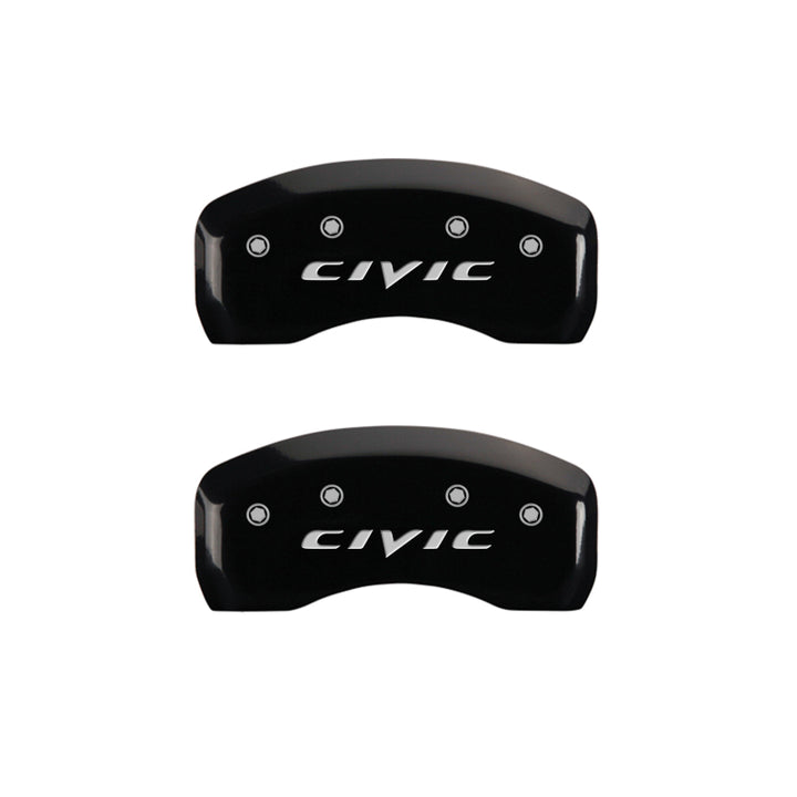 MGP 4 Caliper Covers Engraved Front & Rear MGP Yellow Finish Black Char 2017 Honda Civic