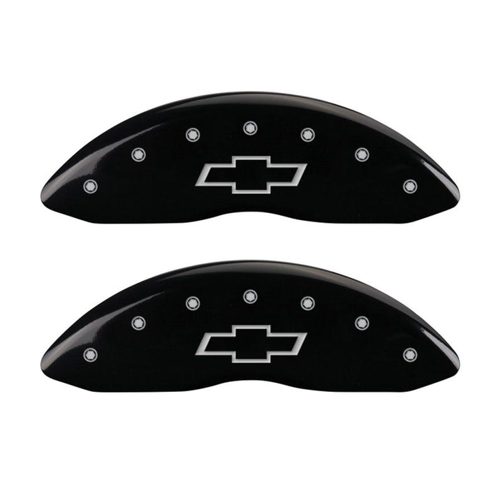 MGP 4 Caliper Covers Engraved Front & Rear MGP Black Finish Silver Char 2018 Chevrolet Traverse