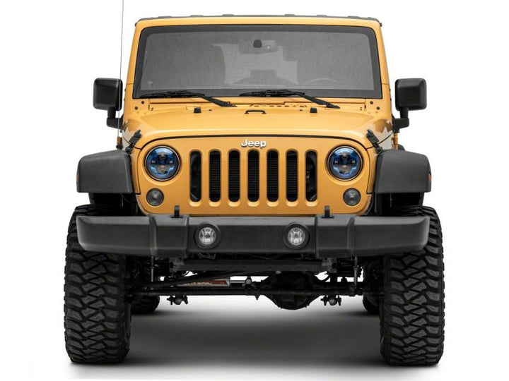 Raxiom 07-18 Jeep Wrangler JK 7-In LED Headlights- Blue Housing- Clear Lens