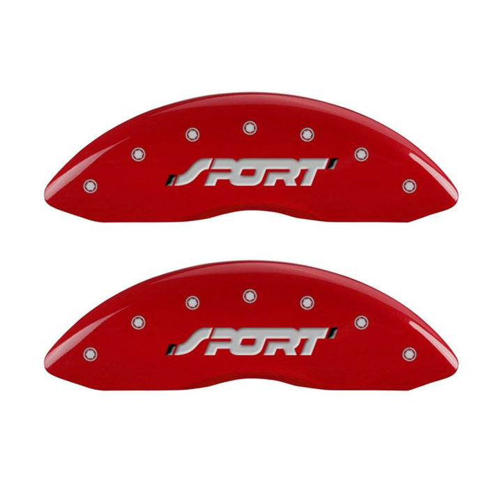 MGP 4 Caliper Covers Engraved Front & Rear SPORT Red finish silver ch