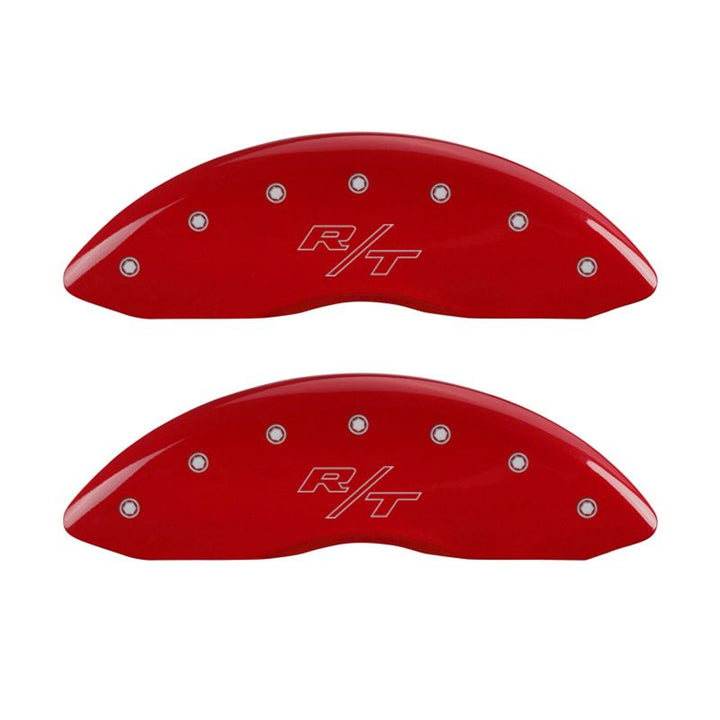MGP 4 Caliper Covers Engraved Front & Rear Vintage Style/RT Red finish silver ch