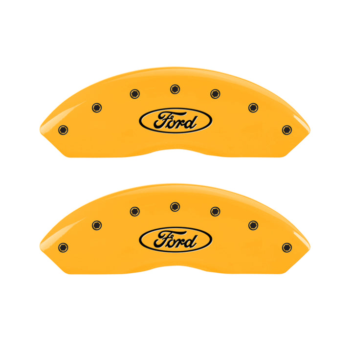MGP 4 Caliper Covers Engraved Front & Rear Oval Logo/Ford Yellow Finish Black Char 2000 Ford F-150
