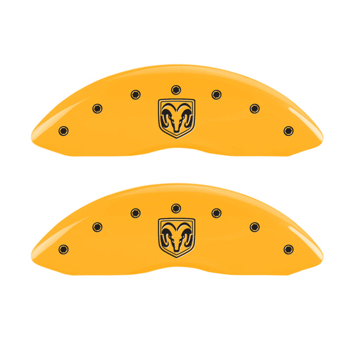 MGP 4 Caliper Covers Engraved Front Ram Rear Ramhead Yellow Finish Black Char 2006 Dodge Durango