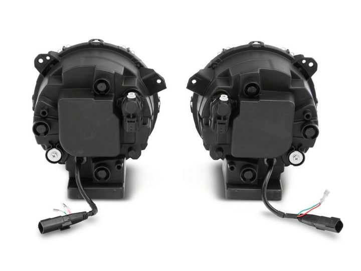 Raxiom 18-23 Jeep Wrangler JL Axial Series 9-In LED Angel Eye Headlights- Black Housing (Clear Lens)