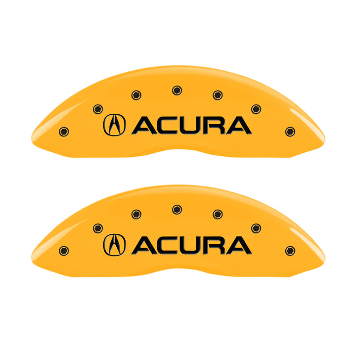 MGP 4 Caliper Covers Engraved Front Acura Rear MDX Yellow Finish Black Char 2019 Acura MDX